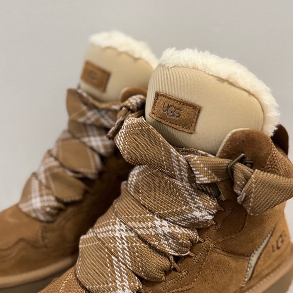 UGG Tan Ankle Boots with Cream Accents